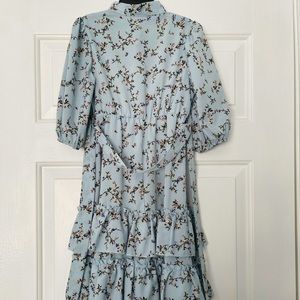 Modest tiered toddler blue dress
